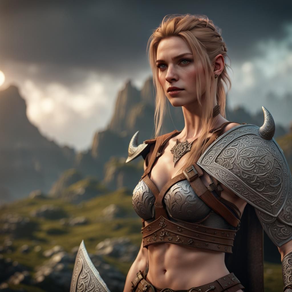 Viking Warrior Woman in Valhalla: 3D Game Cinematic
