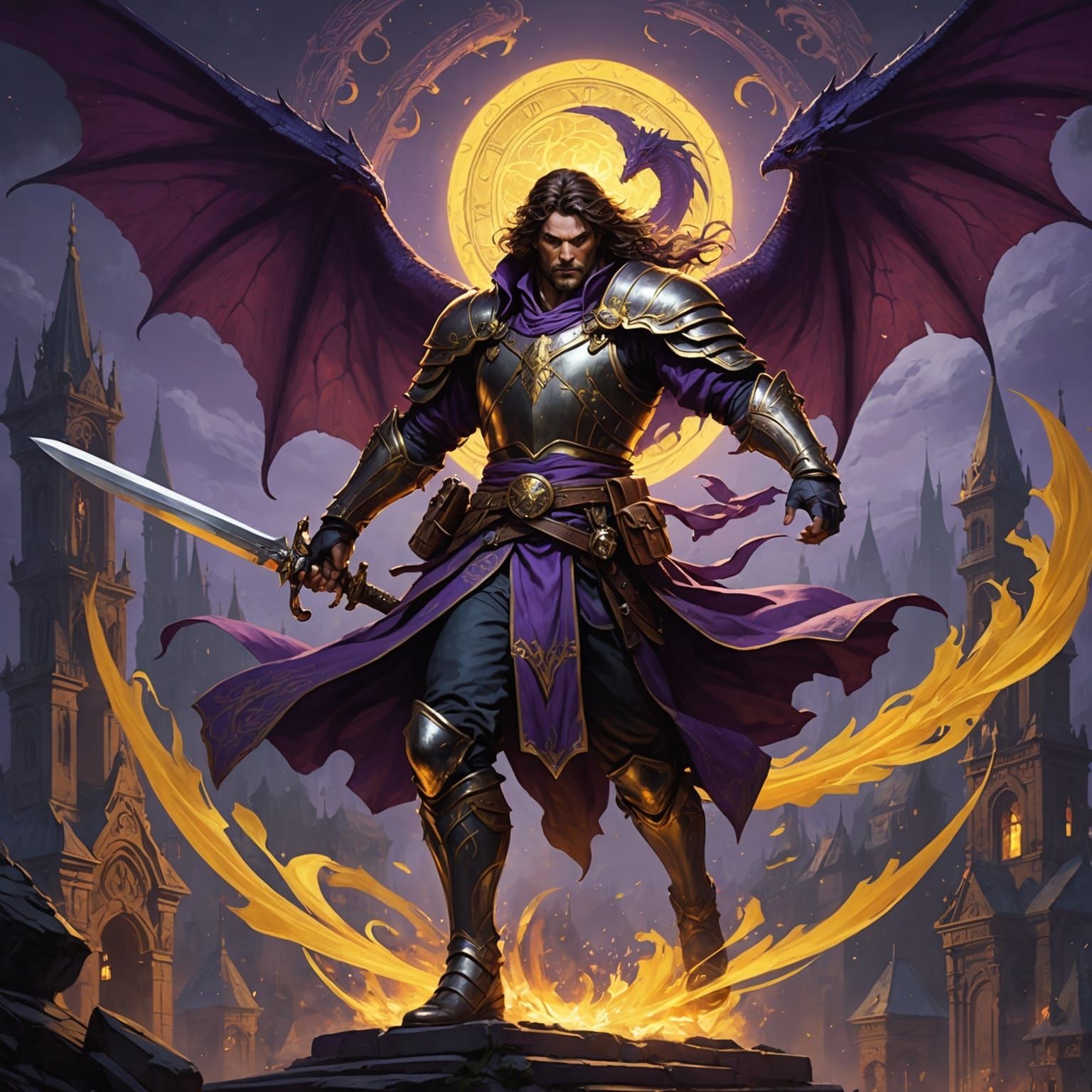 Dragon Knight in Flight: Dark Fantasy Art