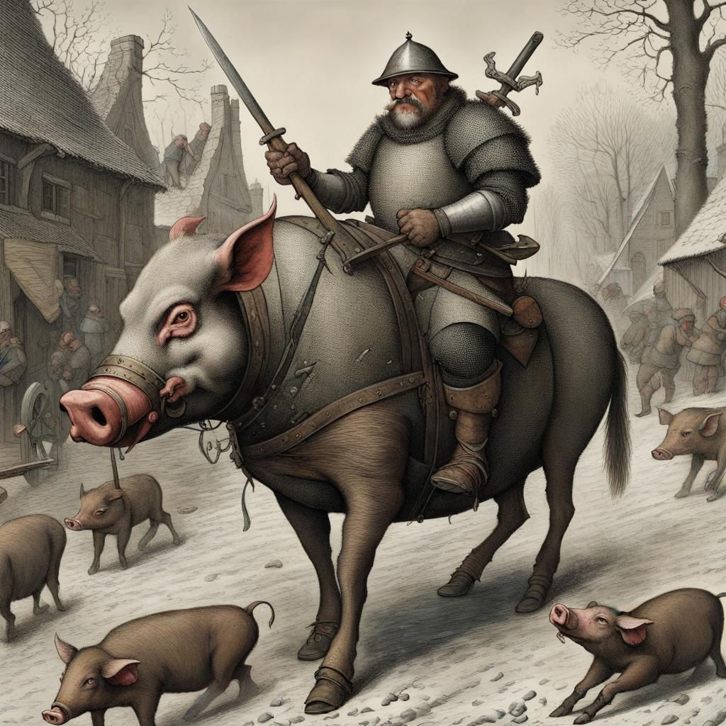 Armored Swine Bandit Hog Splitter: Bruegel-esque Fantasy