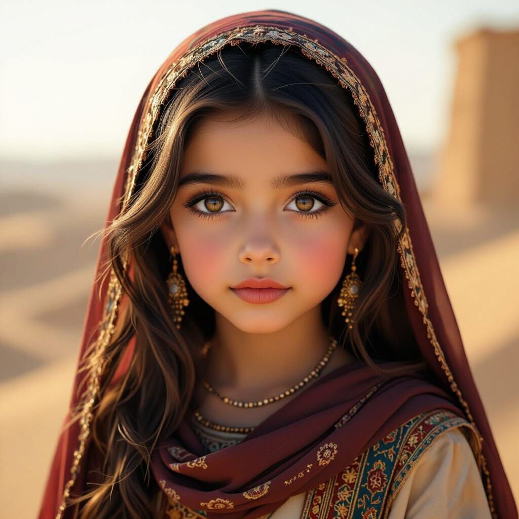 Ancient Middle Eastern Girl in Golden Afternoon Light