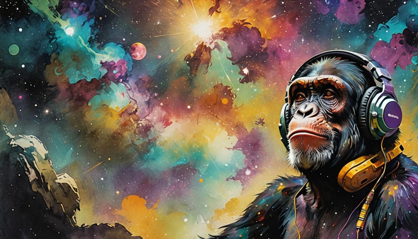 Contemplative Chimp in Space, Comic Book Art