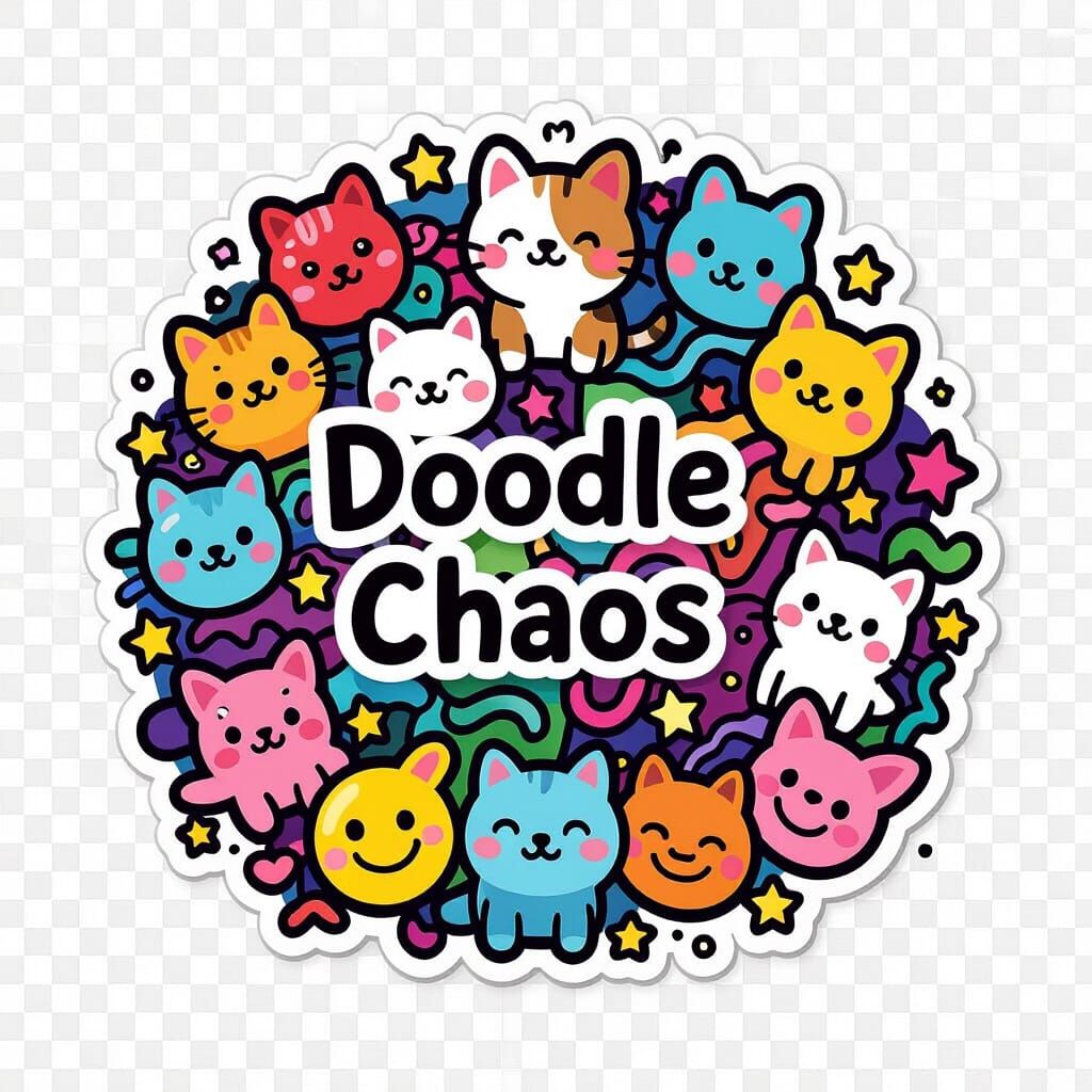 Cute Doodle Sticker Sheet With 'Doodle Chaos'