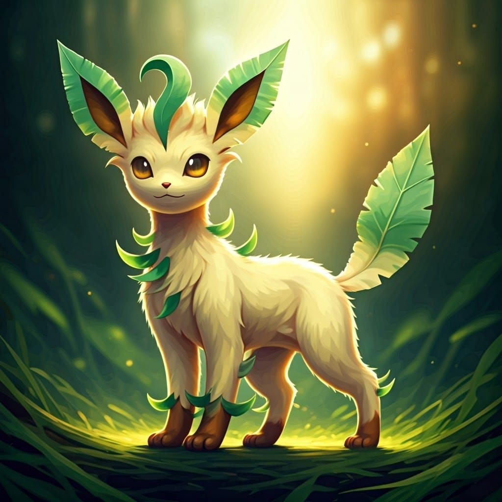 Elegant Leafeon in Vibrant Colors