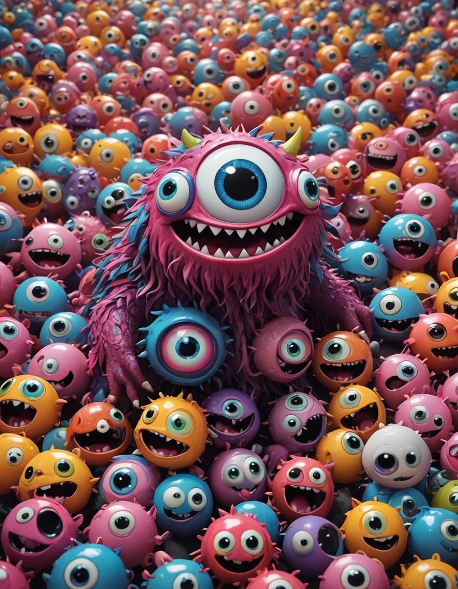 Googly eyed monster cute cartoon style vivid colours hyper realistic By artist "anime", 3d anime art, inspired by WLOP, ...