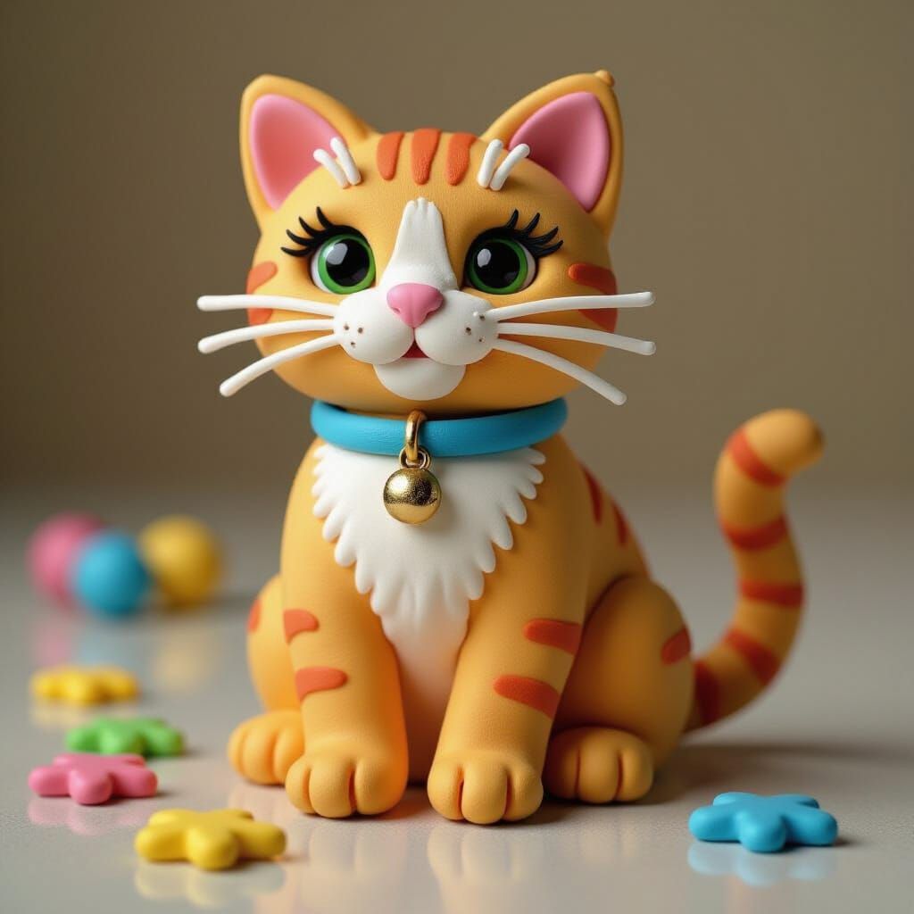 Play Dough Cat Sculpture