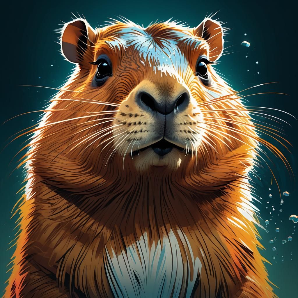 Heroic Capybara Creature in Comic Book Style