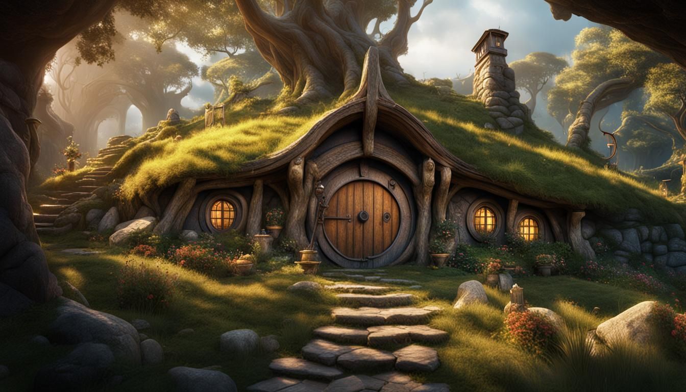 Cozy Hobbit House Interior in Detailed Matte Painting