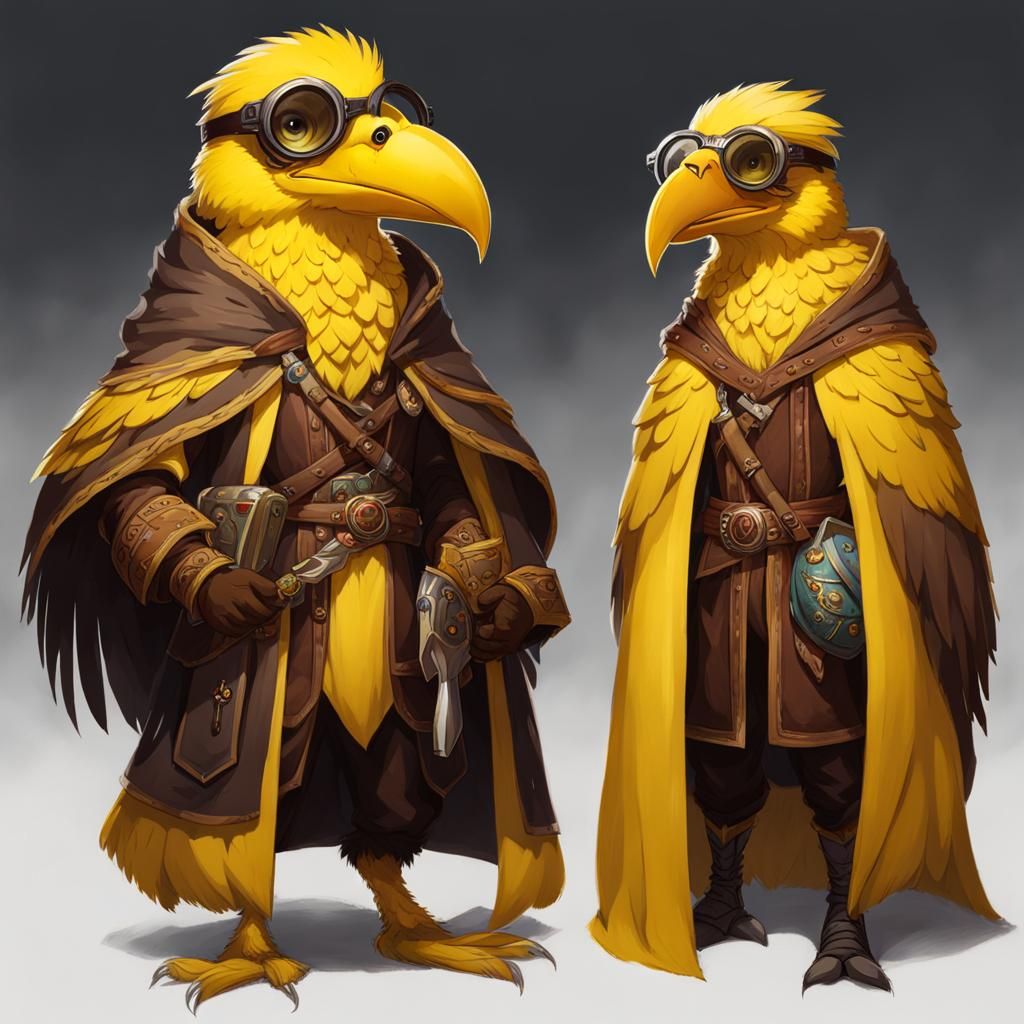 Aarakocra Canary Scribe: Birdlike D&D Character