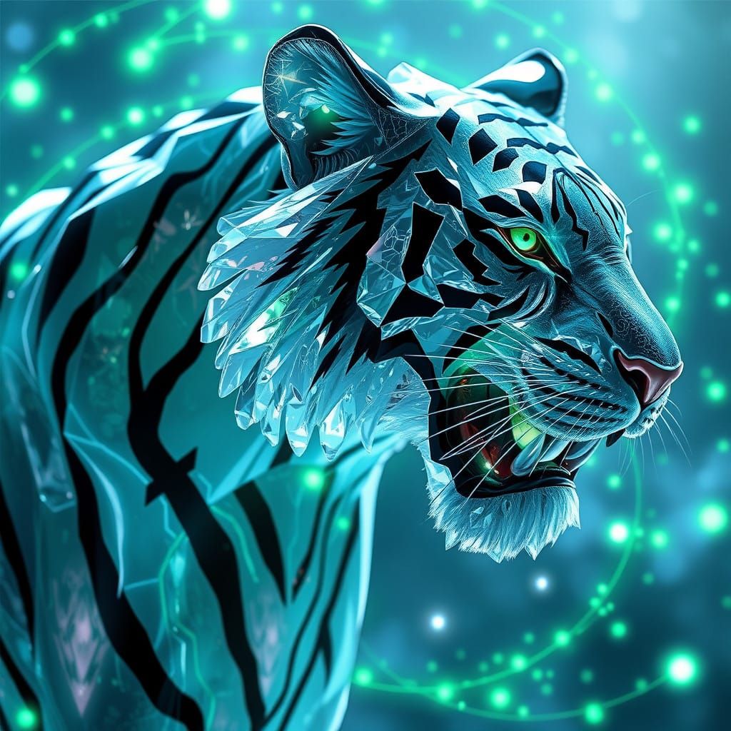 Crystal Tiger in Vibrant Anime Style