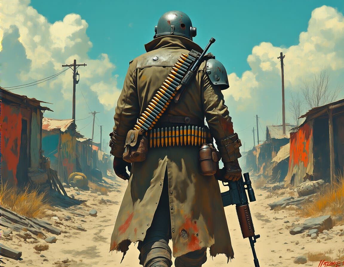 Post-Apocalyptic Bounty Hunter in Matte Painting Style
