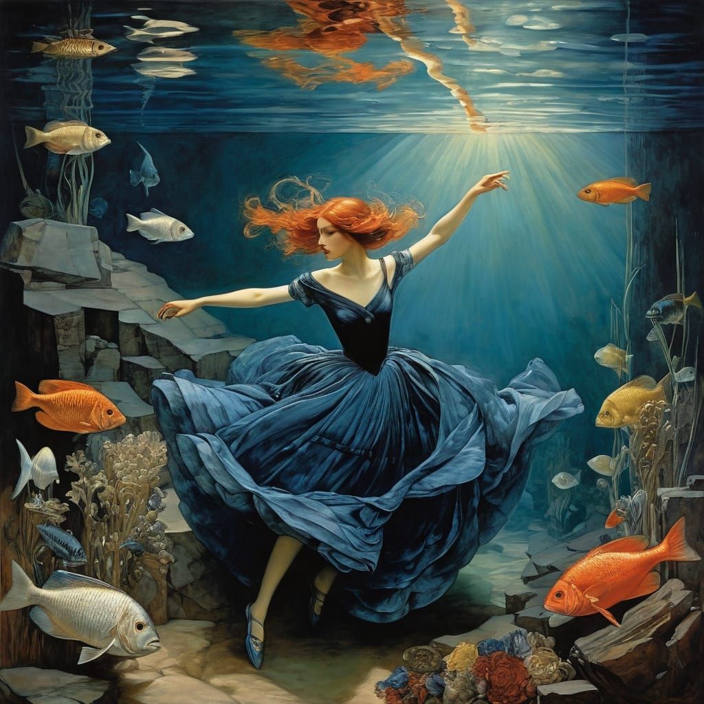 Underwater Ball: Women Dancing in Gowns