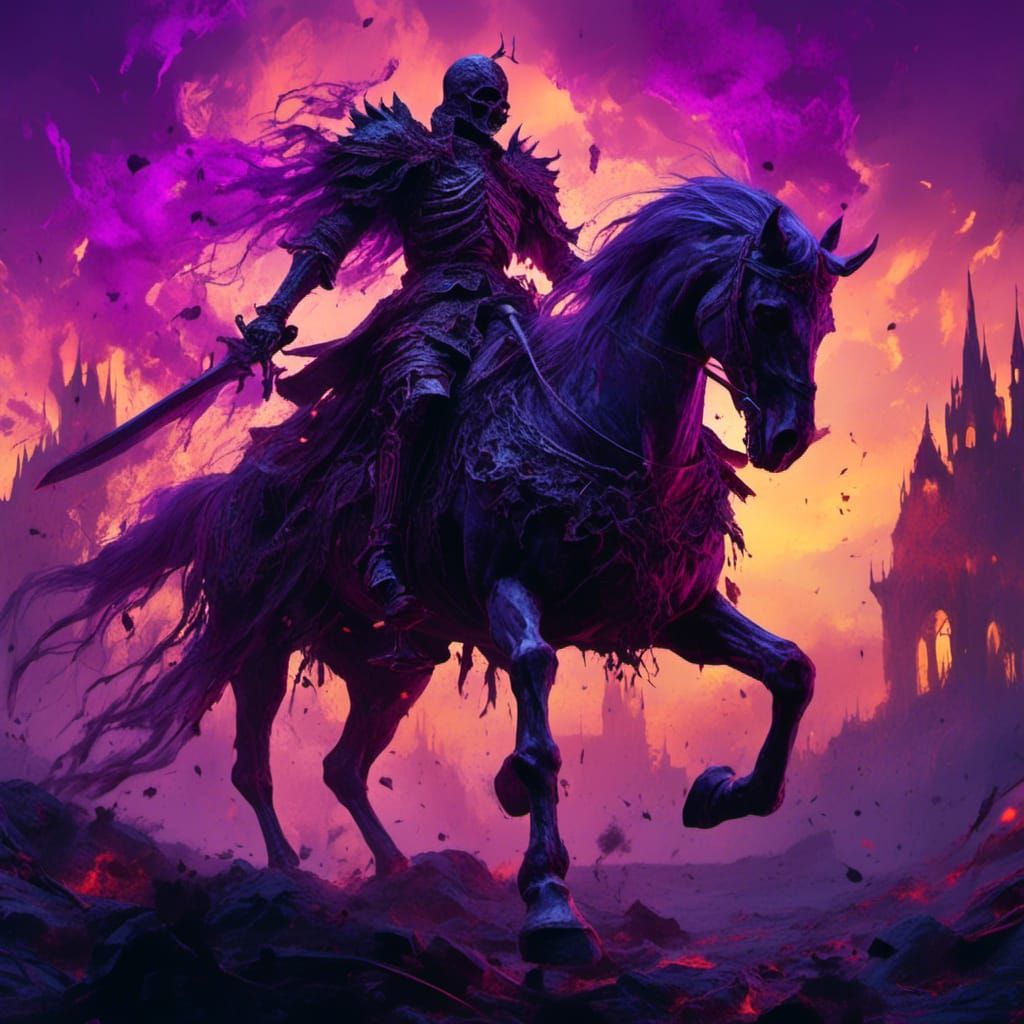 Skeleton Knight on Horseback, Dark Fantasy Concept Art