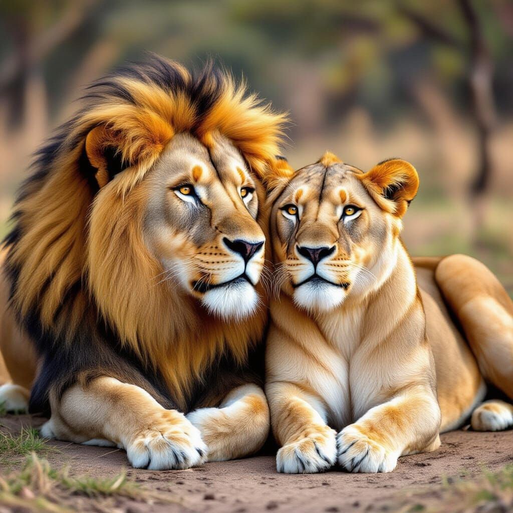 AI Generated Lion or Lioness Portrait