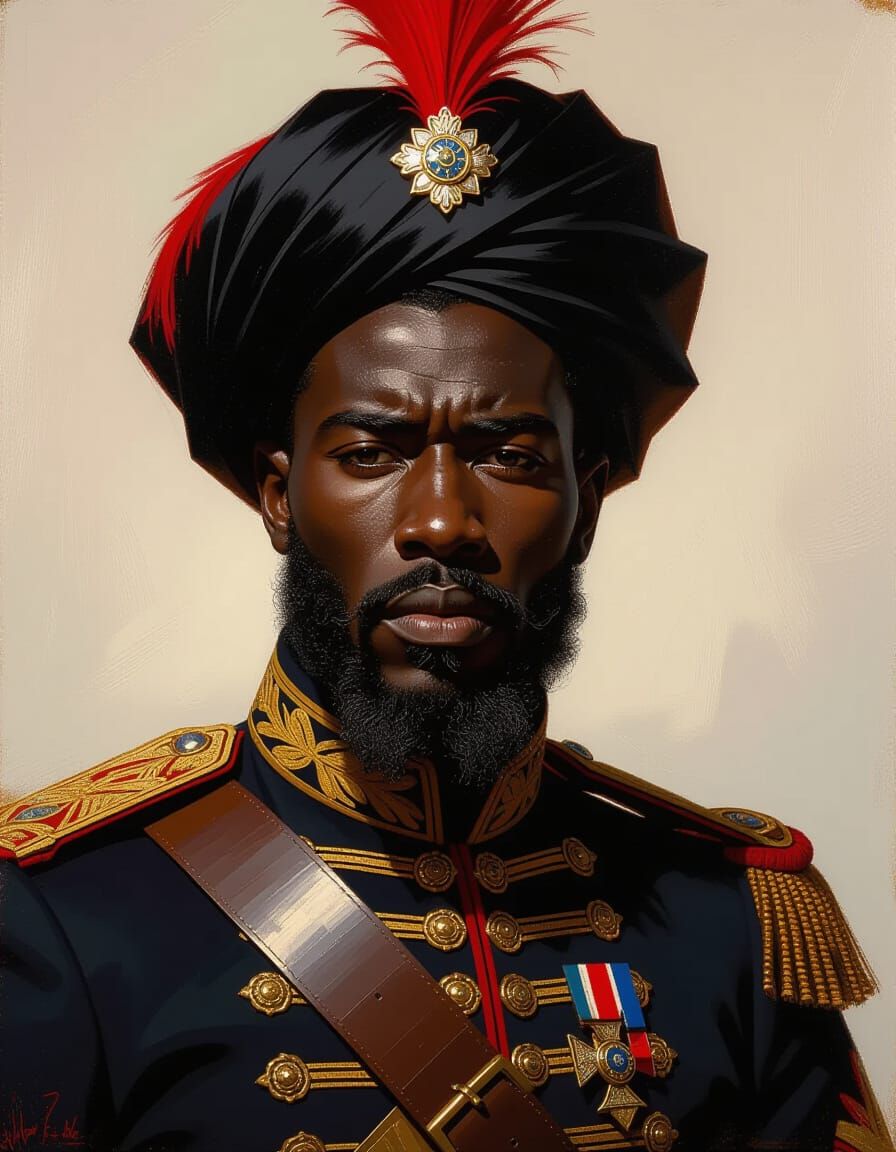 Expressive Oil Portrait of a Nilotic Moorish Janissary