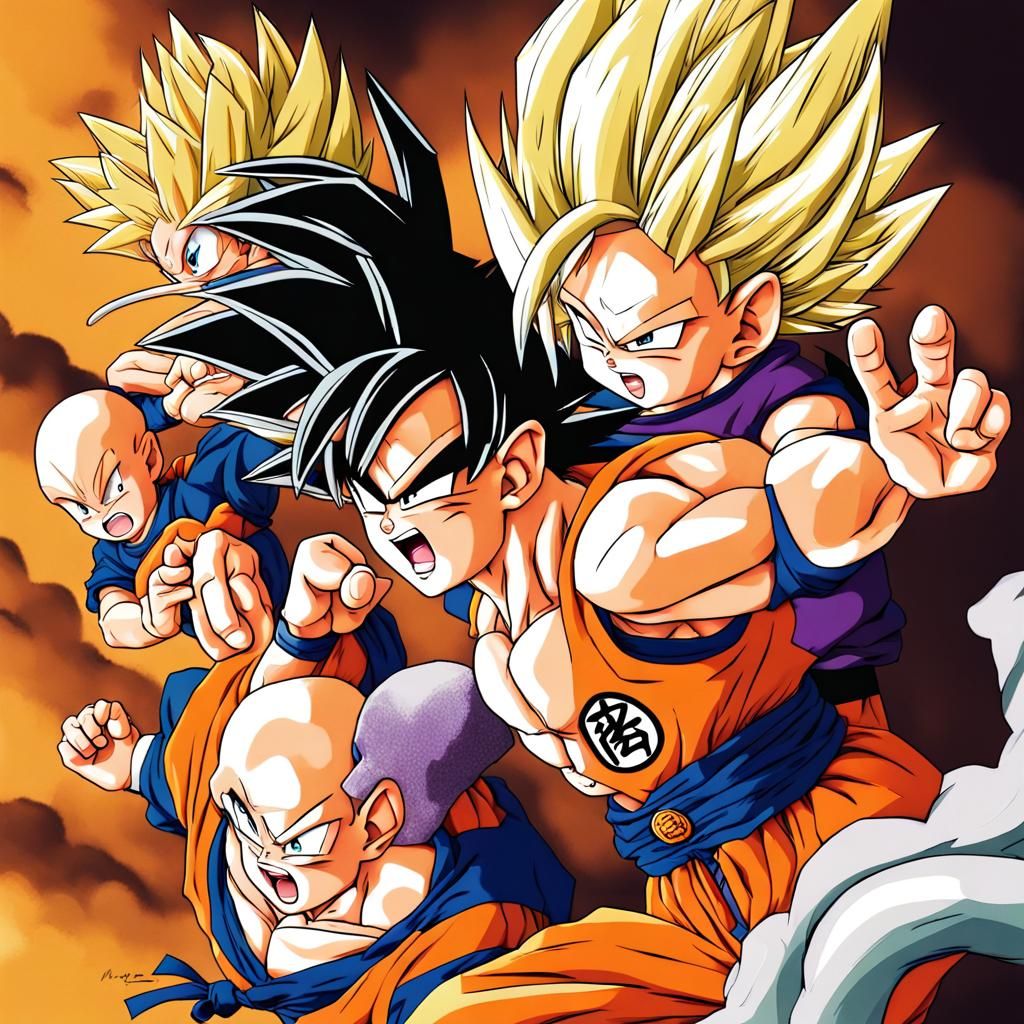 Dragon Ball Z Anime Art in Vibrant Cyberpunk Style