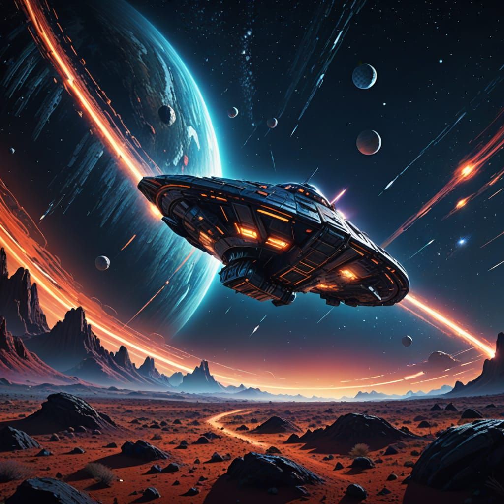 Cosmic Quest in Vibrant Digital Art