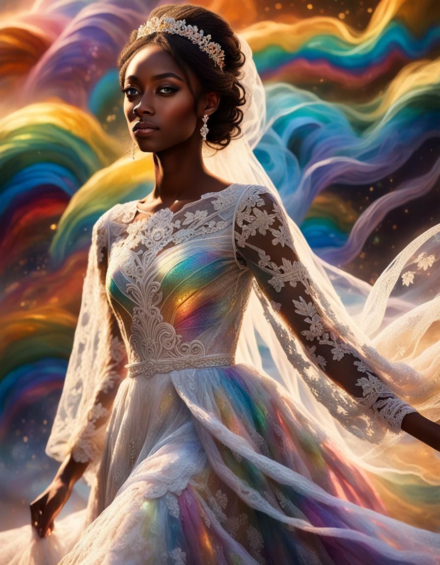 Rainbow Silk-Lined Dress in Fantasy Realism