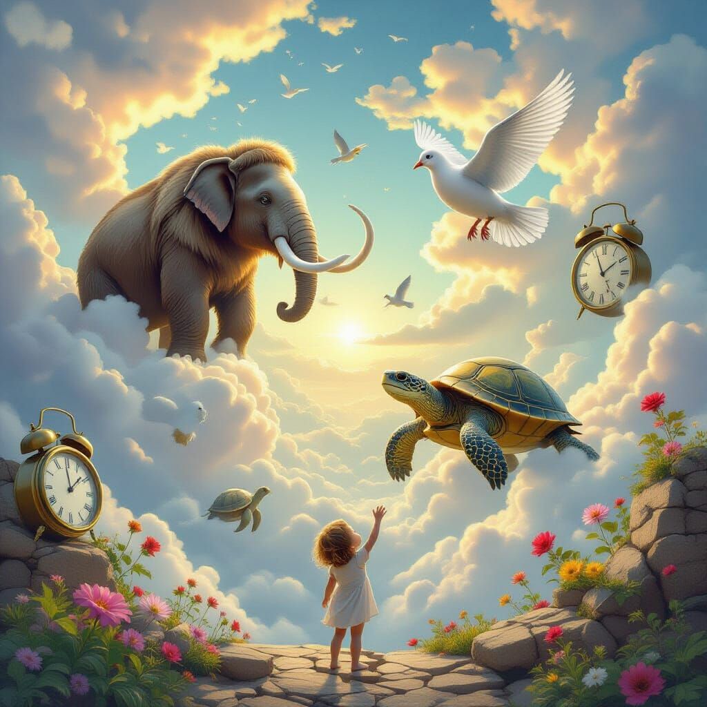 Dreamscape: Extinct Animals Ascend as Ethereal Clouds