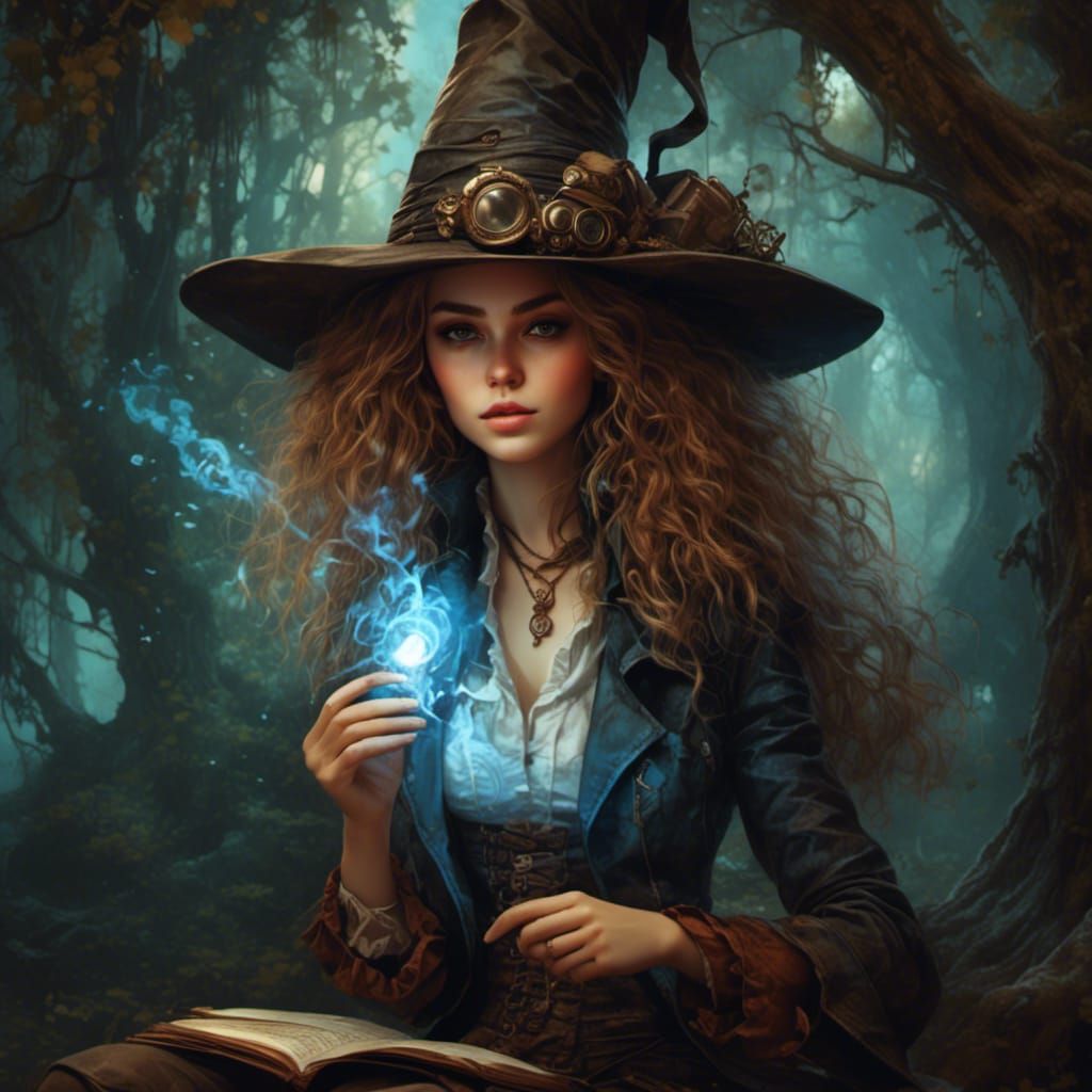 Steampunk Witch Hermione Granger Portrait Illustration