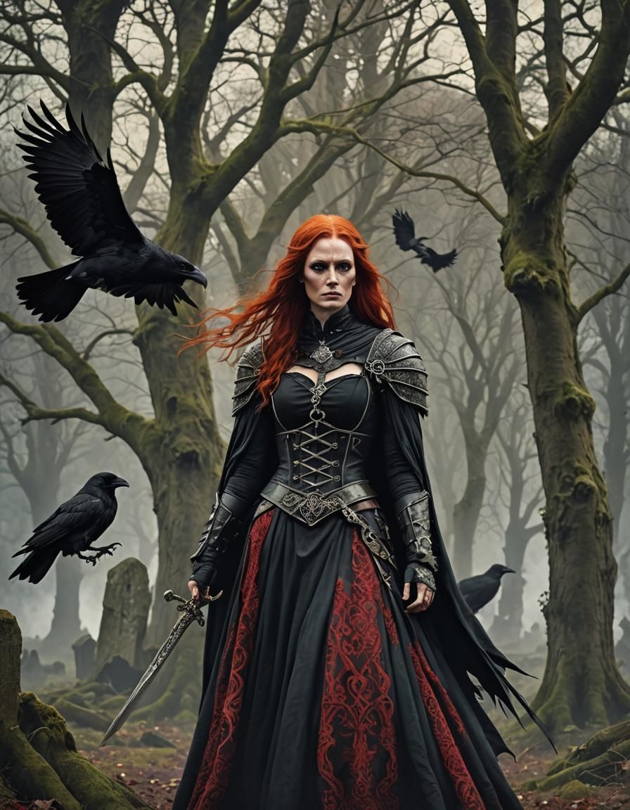 Gothic Celtic Raven Warrior Woman in Ireland