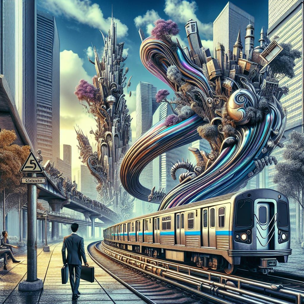Surreal Cityscape Transforms into Fantastical Commute