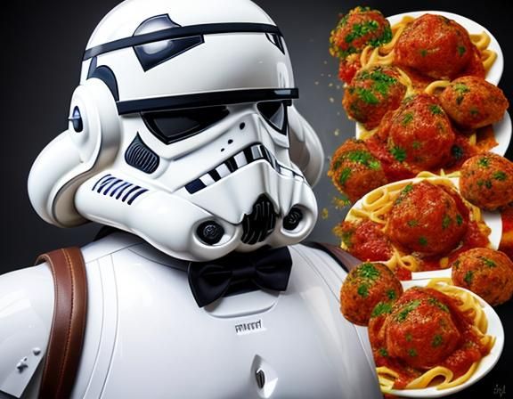 Bow-Tie Pasta Served in Stormtrooper Helmet