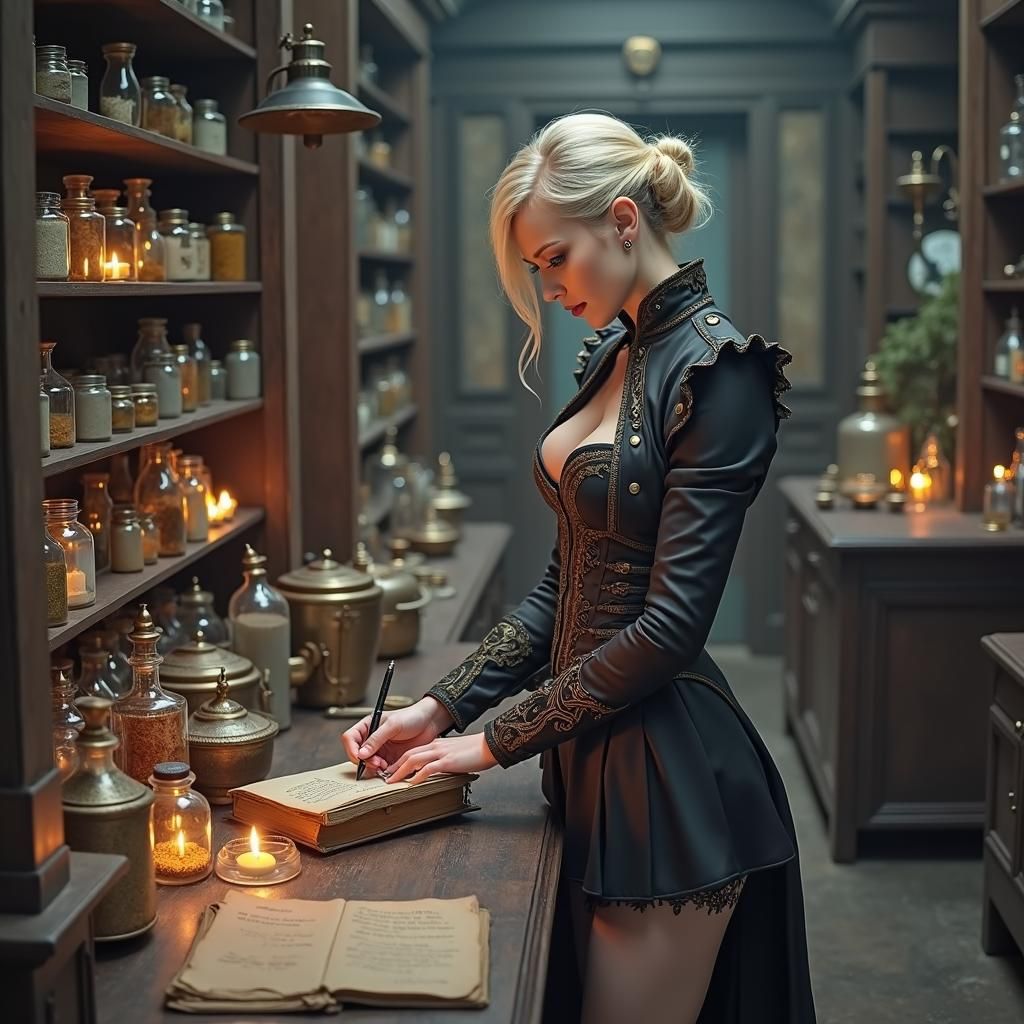 Apothecary Scribe in Beksiński-Stalenhag Style