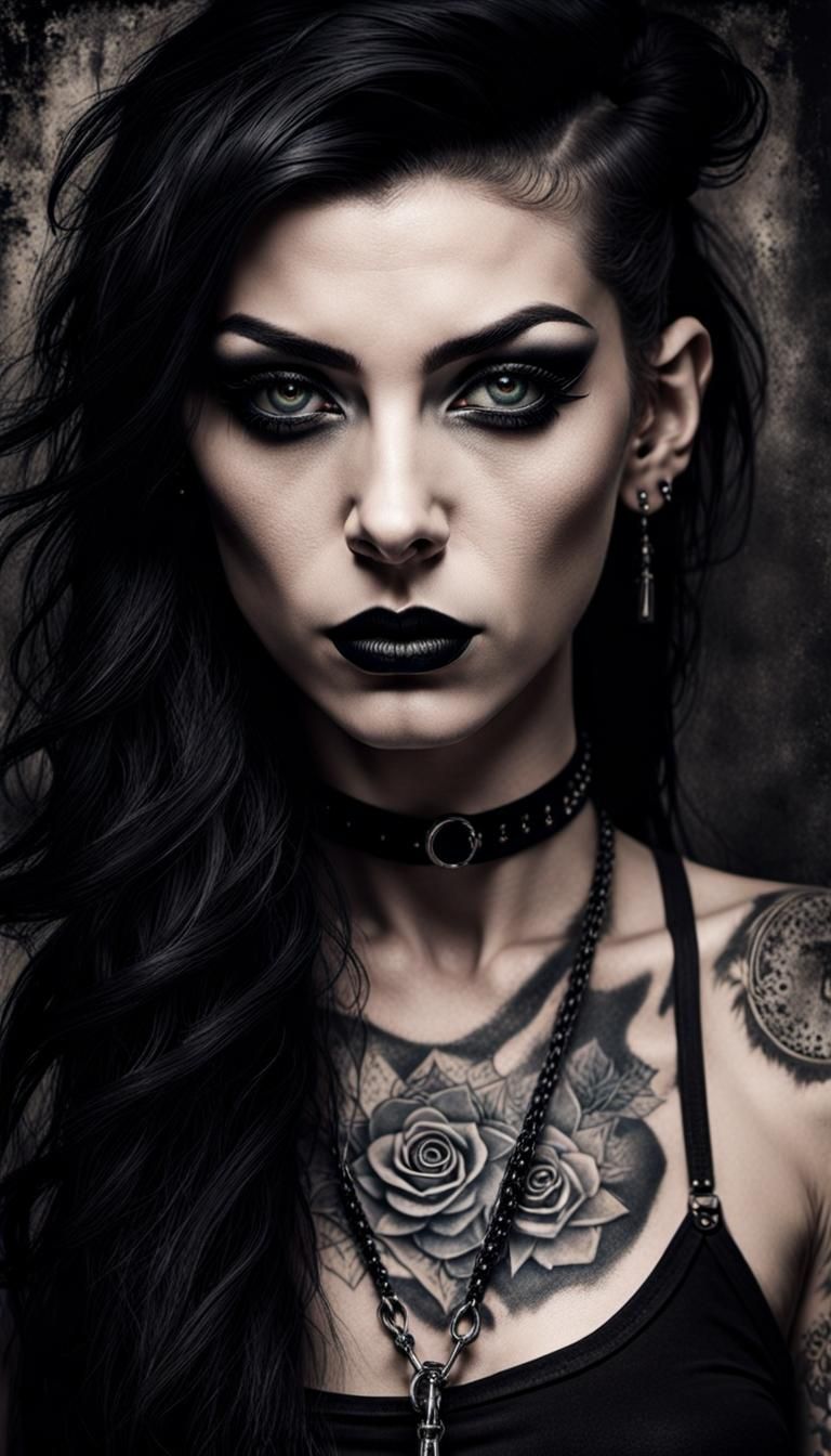 Gothic Rocker Portrait in Gritty Chiaroscuro Style