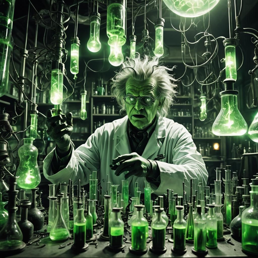 Mad Scientist in Dystopian Lab