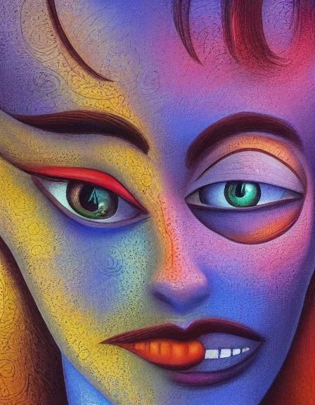 Surreal Alien Portrait in Oil Paint