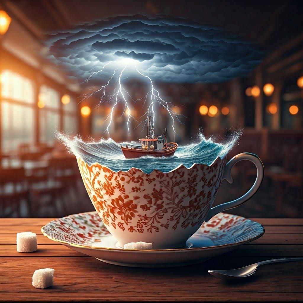 Tempestuous Teacup: A 3D Stormy Seascape
