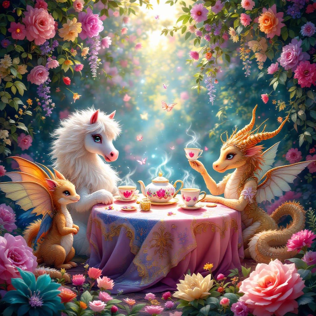 Gem Garden Tea Party with Mythical Creatures