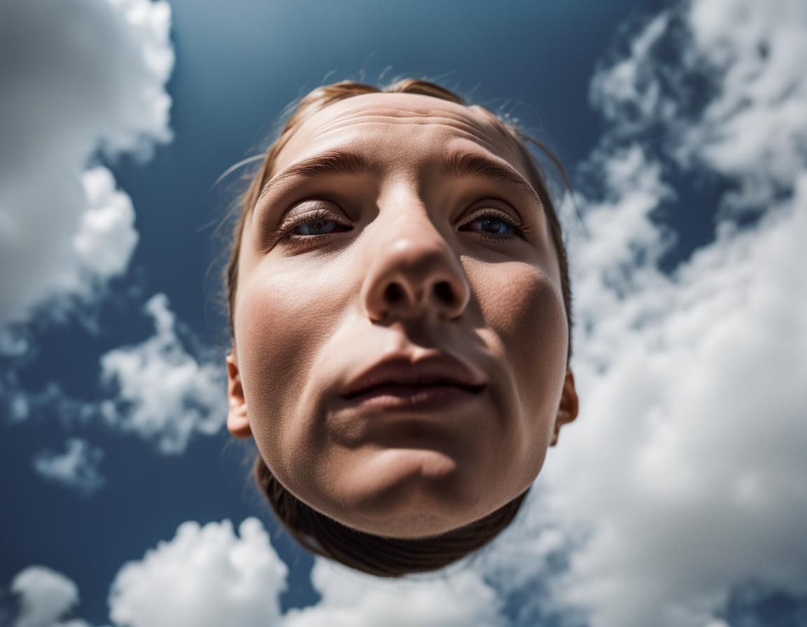 Contemplative Face Gazing Skyward Photography