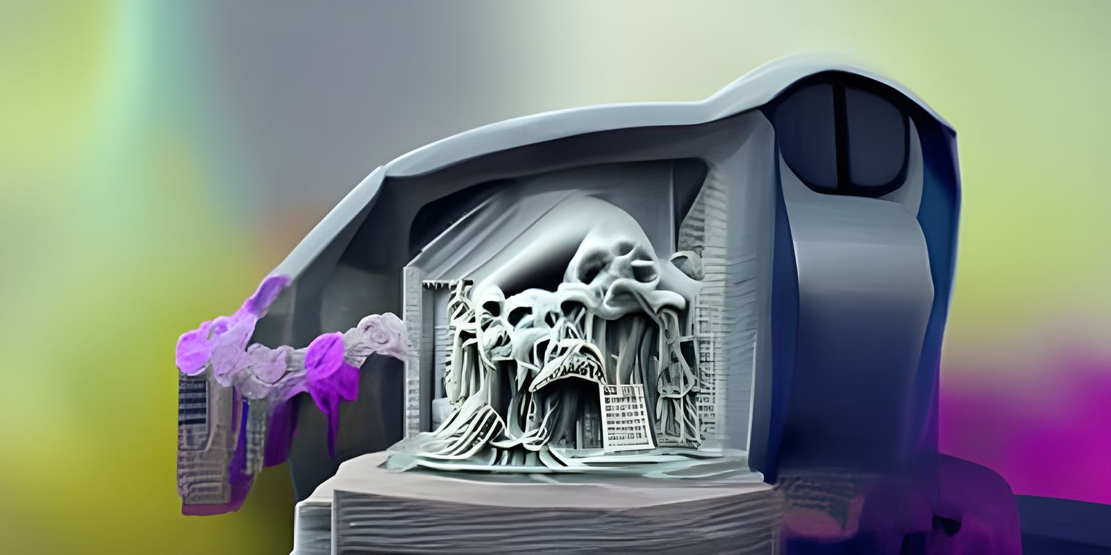 Chaotic 3D Printer Creates Sinister Necropolis