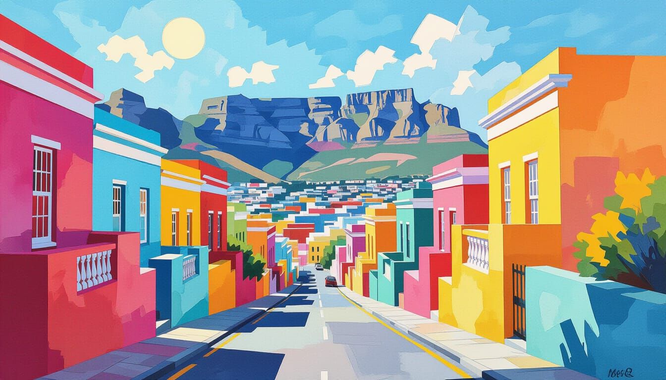 Bo-Kaap Houses in Epic Impressionist Style