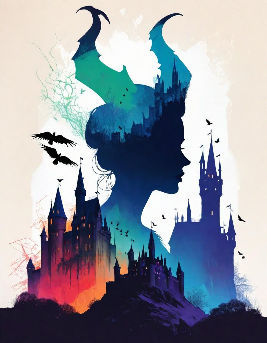 Maleficent Silhouette Portrait in Minimalist Poster Art
