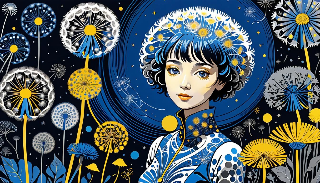 Dandelion Woman in Art Nouveau Rococo Style
