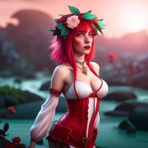 Strawberry Vixen in Detailed Digital Painting