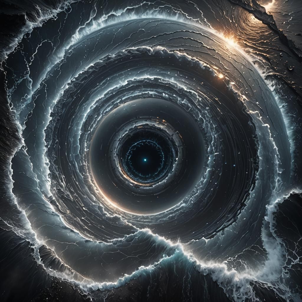 Epic Ocean Vortex with Shockwaves in Digital Painting