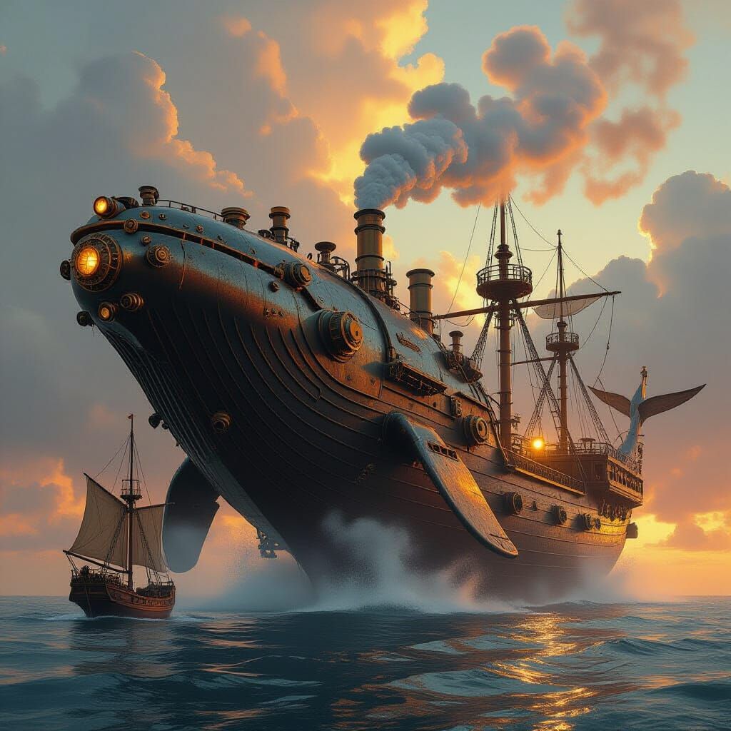 Steampunk Whale Devours Ship in Epic Concept Art