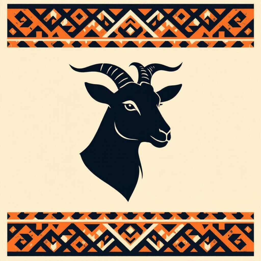 Sangojena Goat Ranch Logo: Boer Goat Silhouette