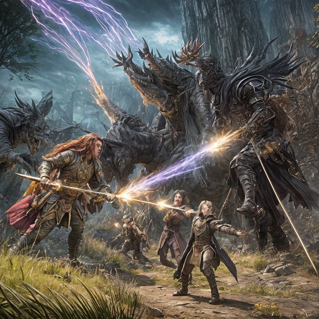 Epic Wizard Battle in Dark Fantasy Style
