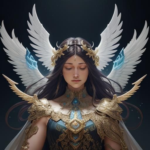 Angel with Glowing Halos: Hyper-Realistic Digital Art