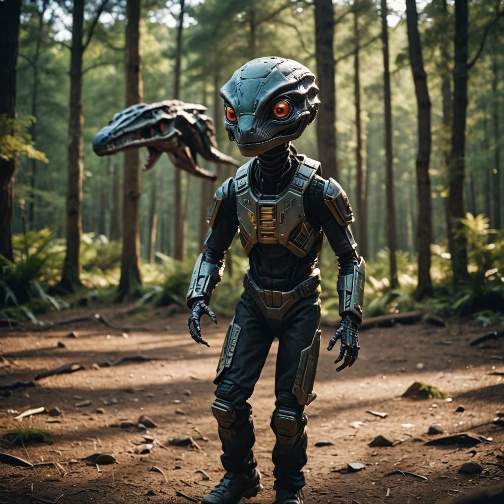 Young Alien Plays with Galaxy Marbles