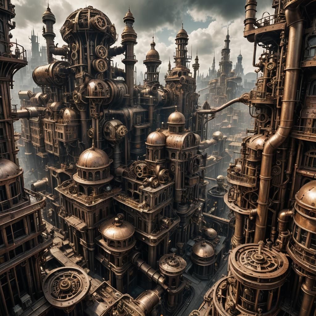 Steampunk Cityscape Built on Forgotten Dreams