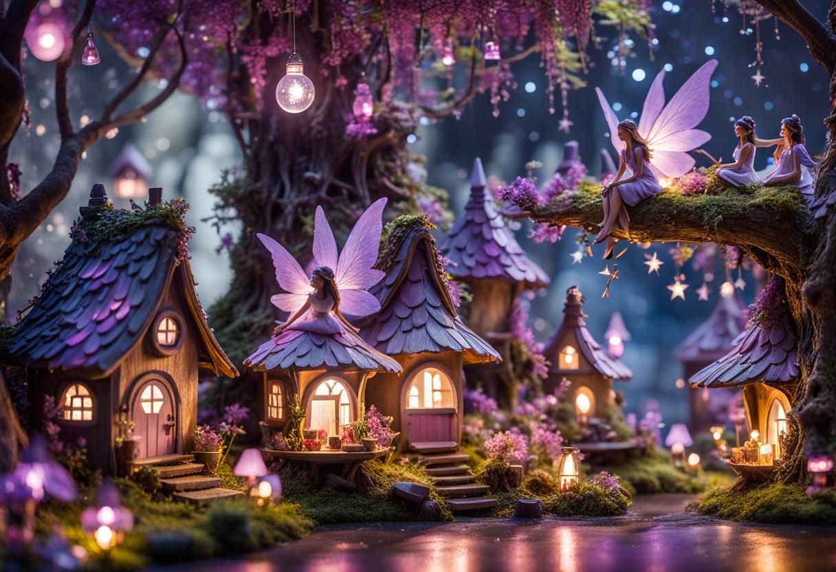 Firefly Fairy Village with Iridescent Wings