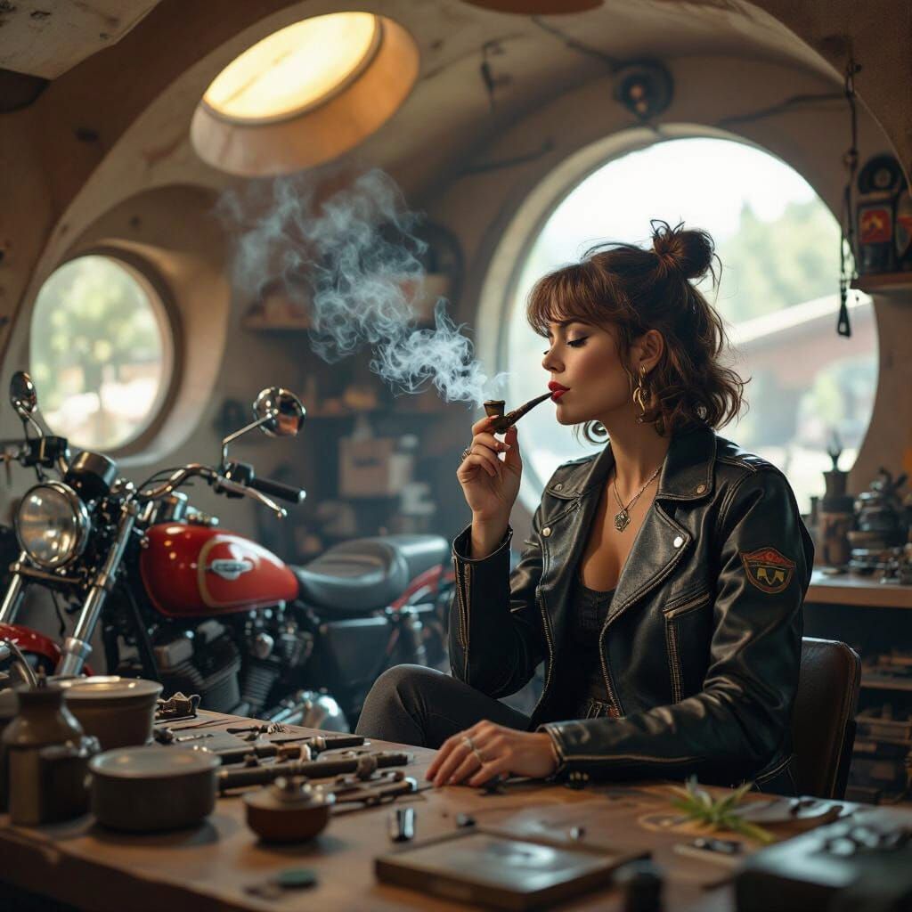 1960s Motorcycle Mechanic's Break in Prairie School Style