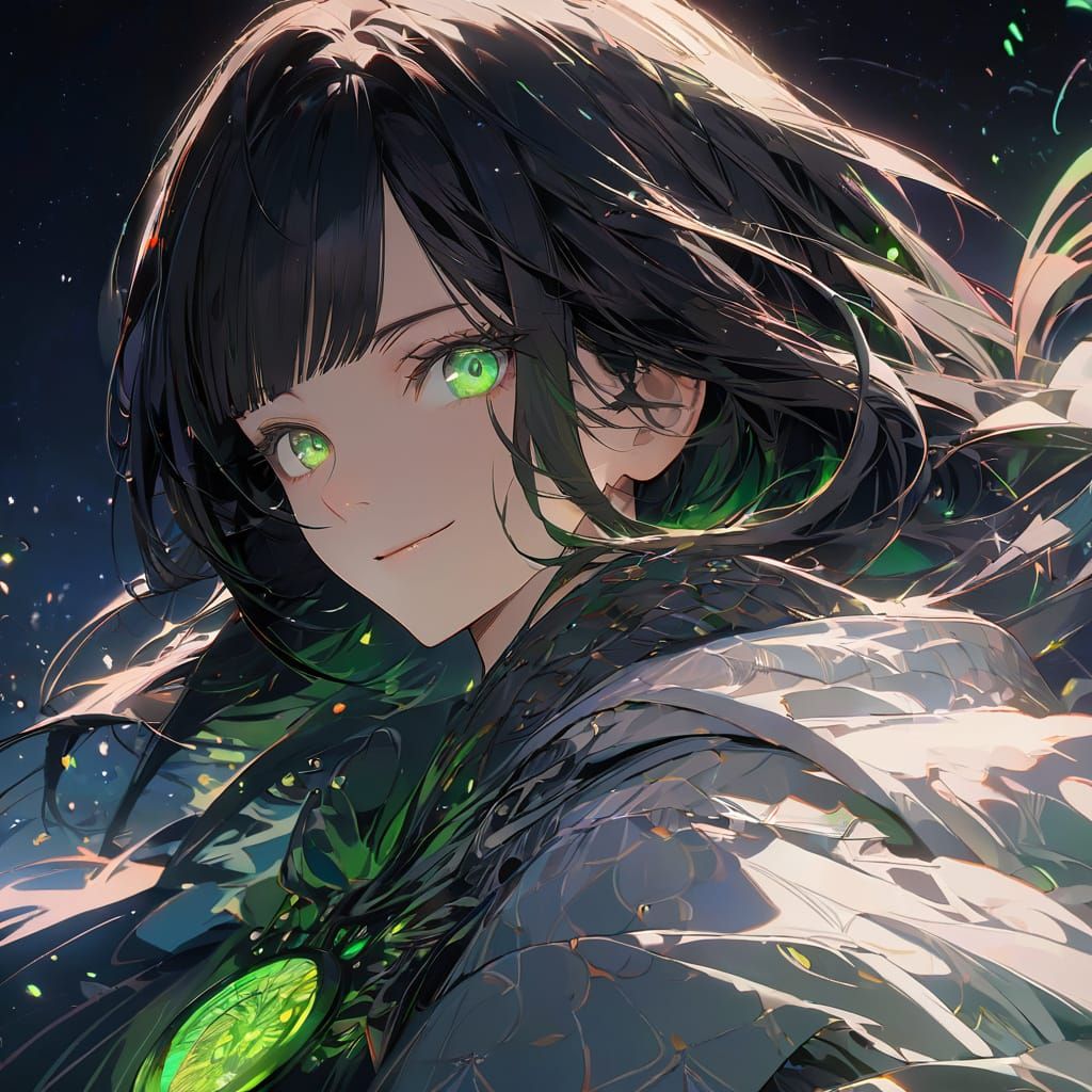 Mysterious Anime Girl Portrait in Moonlight