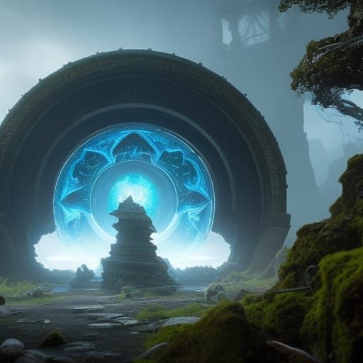 Dimensional Portal Opens in Stone Circle, Fantasycore Art