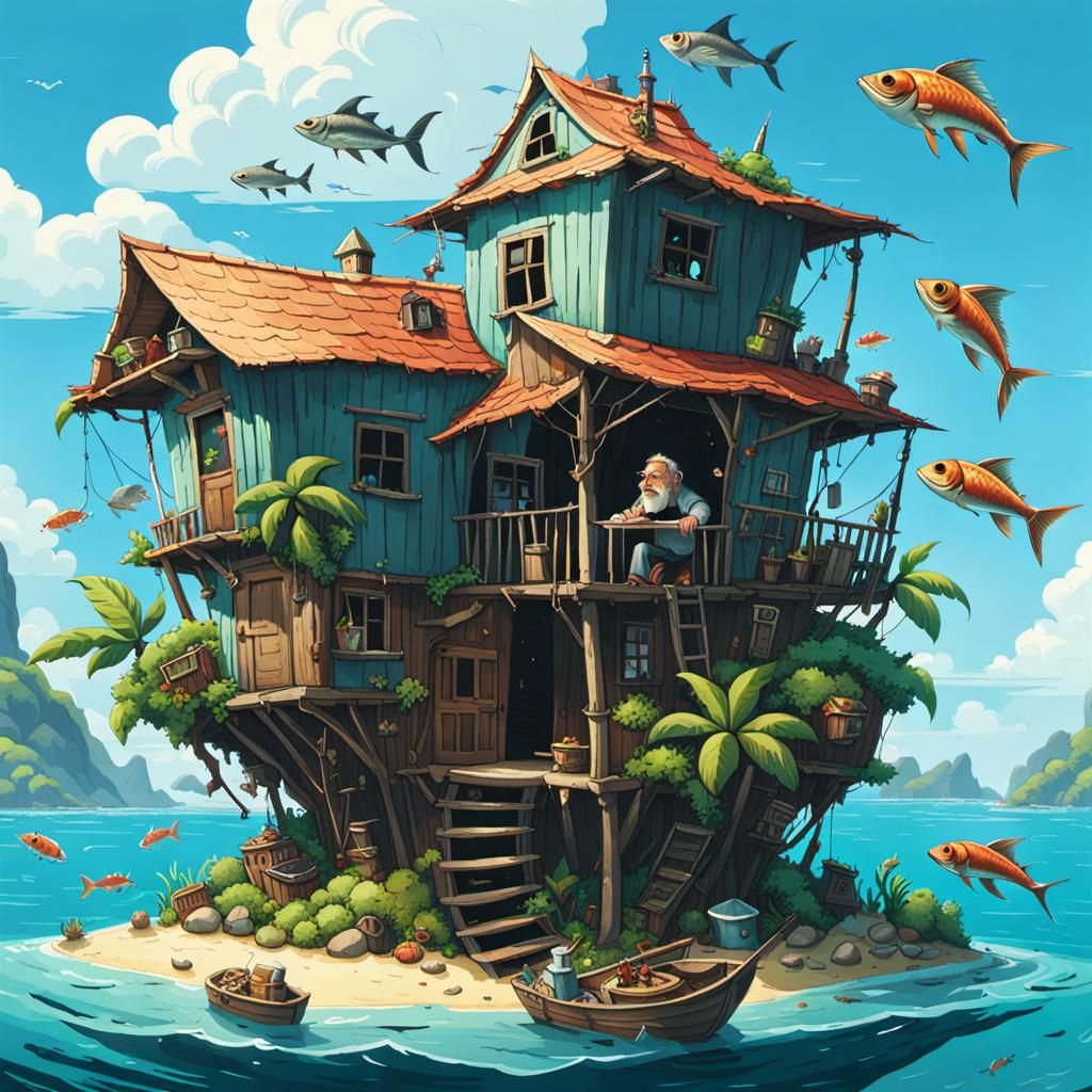 Ocean Island Home of a Rickety Old Man